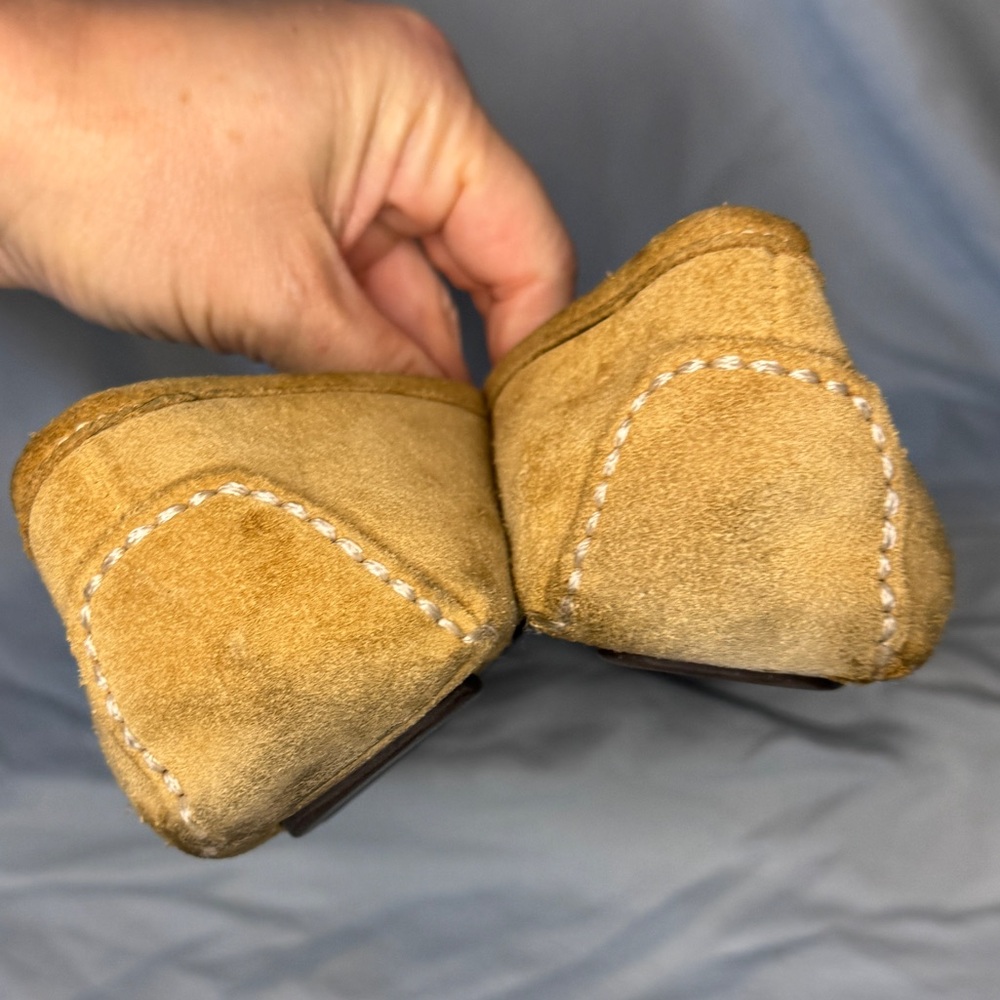 Michael Kors Suede Loafers Moccasins Tan Camel Leather Flats Size 8M - Picture 4 of 7